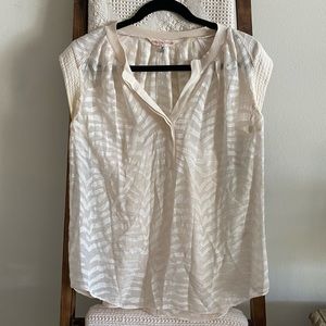 Rebecca Taylor cream silk blend abstract line patterned blouse